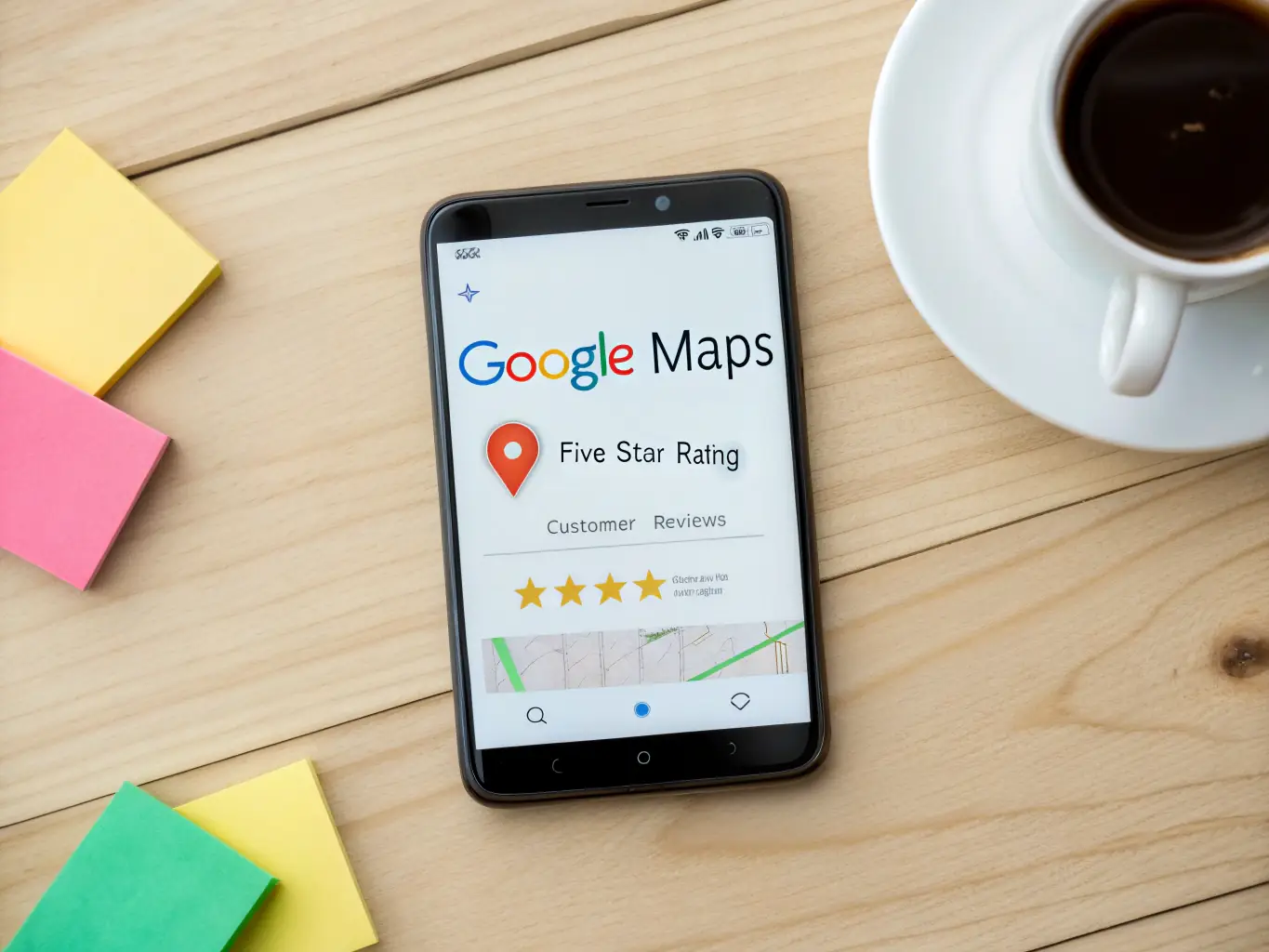 An image of a Google Business Profile on Google Maps, showcasing a fully optimized profile with positive reviews and accurate business information.